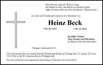 Anzeige von Heinz Beck von MGO