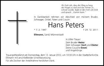 Anzeige von Hans Peters von MGO