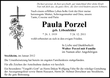Anzeige von Paula Porzel von MGO