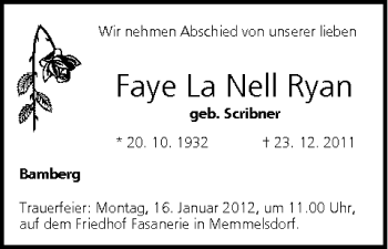 Anzeige von Faye La Nell Ryan von MGO