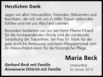Anzeige von Maria Beck von MGO