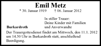 Anzeige von Emil Metz von MGO