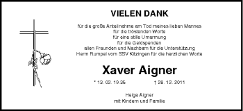 Anzeige von Xaver Aigner von MGO