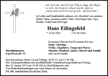 Anzeige von Hans Eilingsfeld von MGO