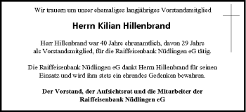 Anzeige von Kilian Hillenbrand von MGO