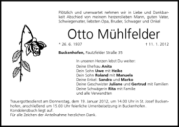 Anzeige von Otto Mühlfelder von MGO
