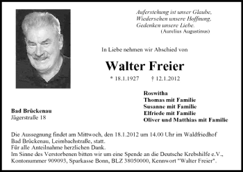 Anzeige von Walter Freier von MGO