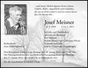 Anzeige von Josef Meisner von MGO
