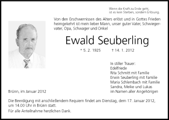 Anzeige von Ewald Seuberling von MGO
