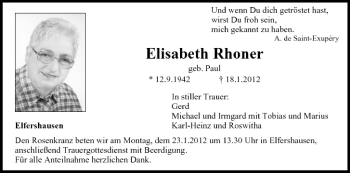 Anzeige von Elisabeth Rhoner von MGO