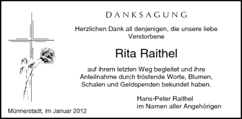 Anzeige von Rita Raithel von MGO