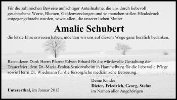 Anzeige von Amalie Schubert von MGO