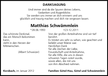Anzeige von Matthias Schwämmlein von MGO