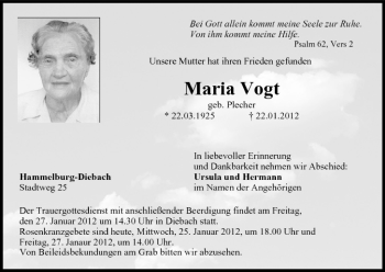 Anzeige von Maria Vogt von MGO