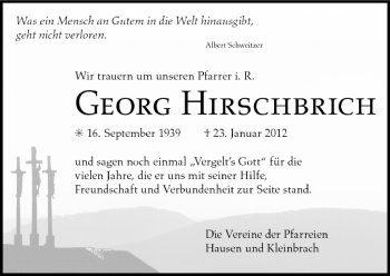 Anzeige von Georg Hirschbrich von MGO