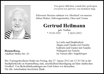 Anzeige von Gertrud Heilmann von MGO