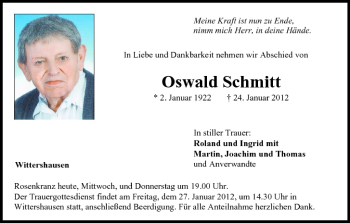 Anzeige von Oswald Schmitt von MGO