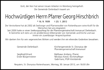 Anzeige von Georg Hirschbrich von MGO