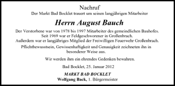 Anzeige von August Bauch von MGO
