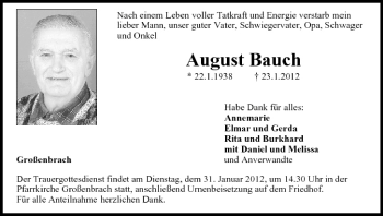 Anzeige von August Bauch von MGO