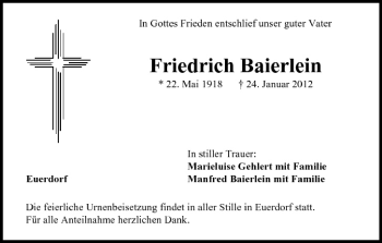 Anzeige von Friedrich Baierlein von MGO