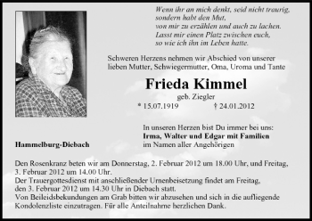 Anzeige von Frieda Kimmel von MGO