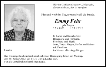 Anzeige von Emmy Fehr von MGO