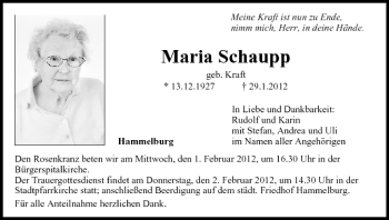 Anzeige von Maria Schaupp von MGO
