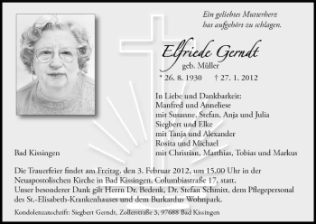 Anzeige von Elfriede Gerndt von MGO