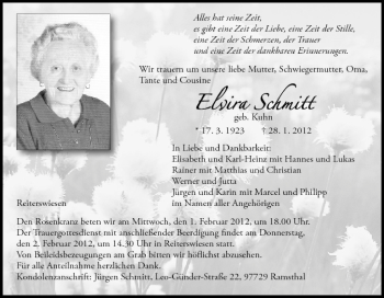 Anzeige von Elvira Schmitt von MGO