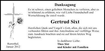 Anzeige von Gertrud Sixt von MGO