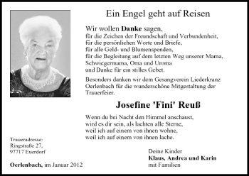 Anzeige von Josefine Reuß von MGO