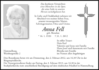 Anzeige von Anna Fell von MGO