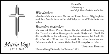 Anzeige von Maria Vogt von MGO