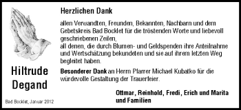 Anzeige von Hiltrude Degand von MGO