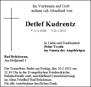 Anzeige von Detlef Kudrentz von MGO