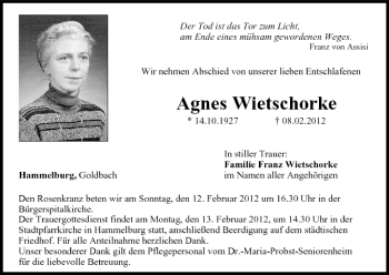 Anzeige von Agnes Wietschorke von MGO
