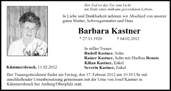 Anzeige von Barbara Kastner von MGO