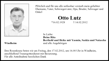 Anzeige von Otto Lutz von MGO