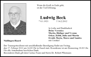 Anzeige von Ludwig Beck von MGO