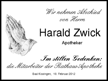 Anzeige von Harald Zwick von MGO