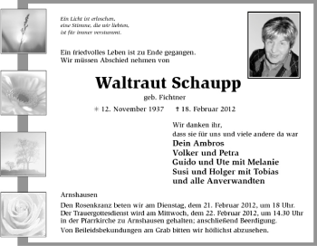 Anzeige von Waltraut Schaupp von MGO