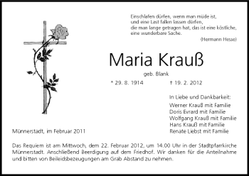 Anzeige von Maria Krauß von MGO