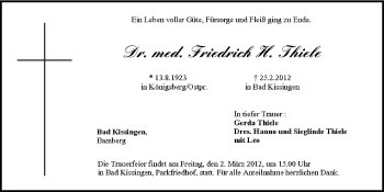 Anzeige von Friedrich Thiele von MGO