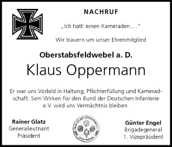 Anzeige von Klaus Oppermann von MGO
