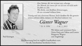 Anzeige von Günter Wagner von MGO