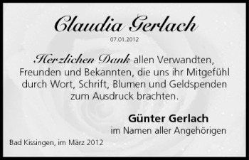 Anzeige von Claudia Gerlach von MGO