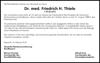 Anzeige von Friedrich Thiele von MGO