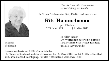 Anzeige von Rita Hammelmann von MGO