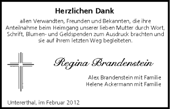 Anzeige von Regina Brandenstein von MGO